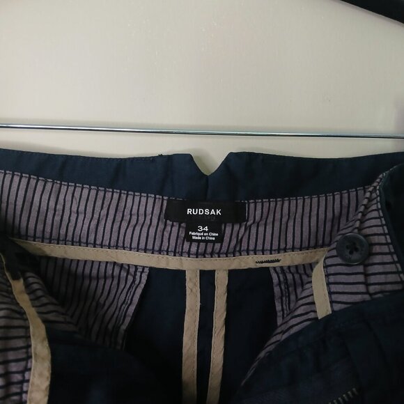 Rudsak Mens Flat Front Stretch Shorts Navy Blue Size 34 - Picture 5 of 6